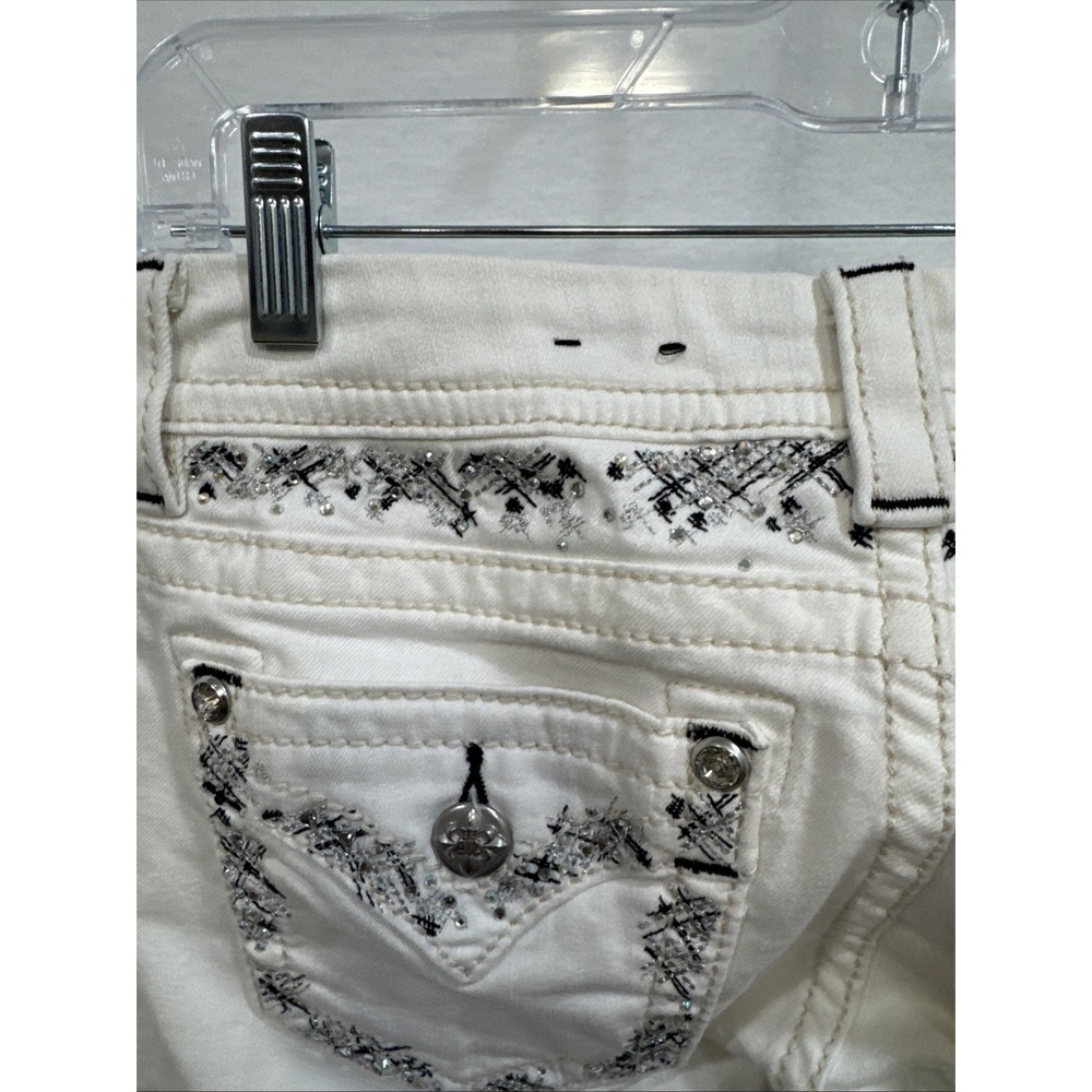 Miss Me ‎ JE8608SC white cropped embellished jeans size 26 - Picture 5 of 16